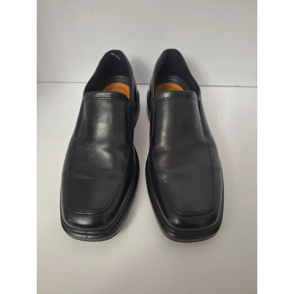 Ecco Helsinki 2 Apron Toe Slip-on Black Leather Loafers Mens Size 8/8.5 EU 42